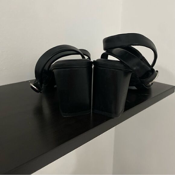 Nordstrom Rack Black High Heel Sandals With Strap Up Leg Women's Size 6.5 - Picture 6 of 6